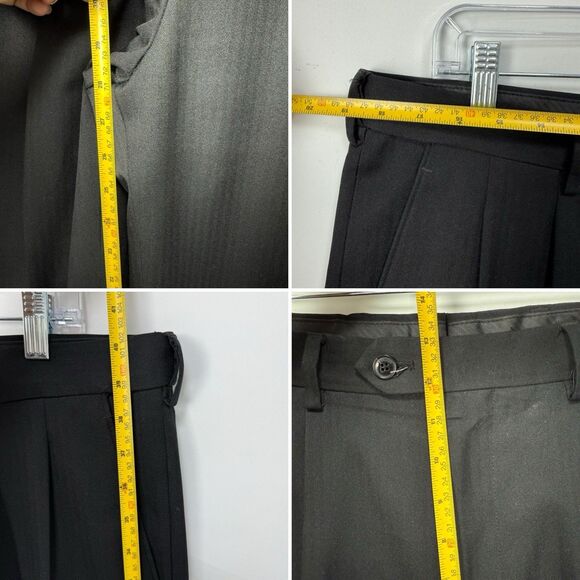 Paul Frederick Men’s 36x28 Black Pleated Dress Pants Cuffed Extended Waist - Picture 11 of 15
